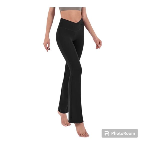 ODODOS Women's Bootcut Yoga Pants Tummy Control Non See Through Bootleg Gym L - Picture 1 of 7